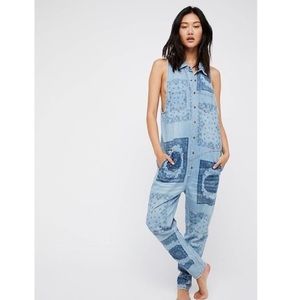 One x one teaspoon L sleeveless Jean bandana jumpsuit